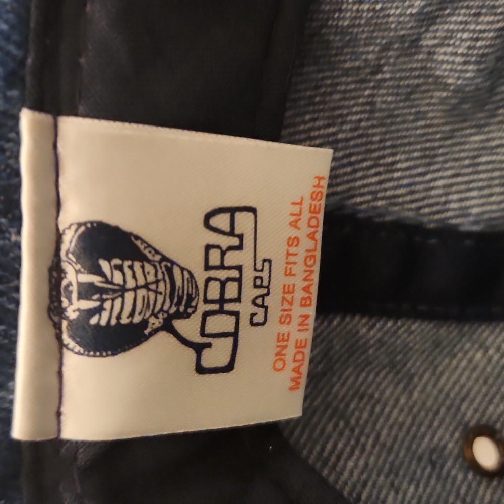Vintage 90s Cobra Caps Blank Denim & Suede Brim Dad Hat - Unstructured Strapback - Picture 5 of 6